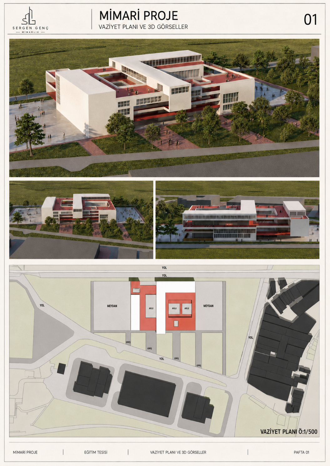 İstanbul Yenikapı Kampüs Projesi - vaziyet planı, kat planları ve cepheler